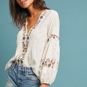 Vanessa Virginia Carthage Embroidered Peasant Top